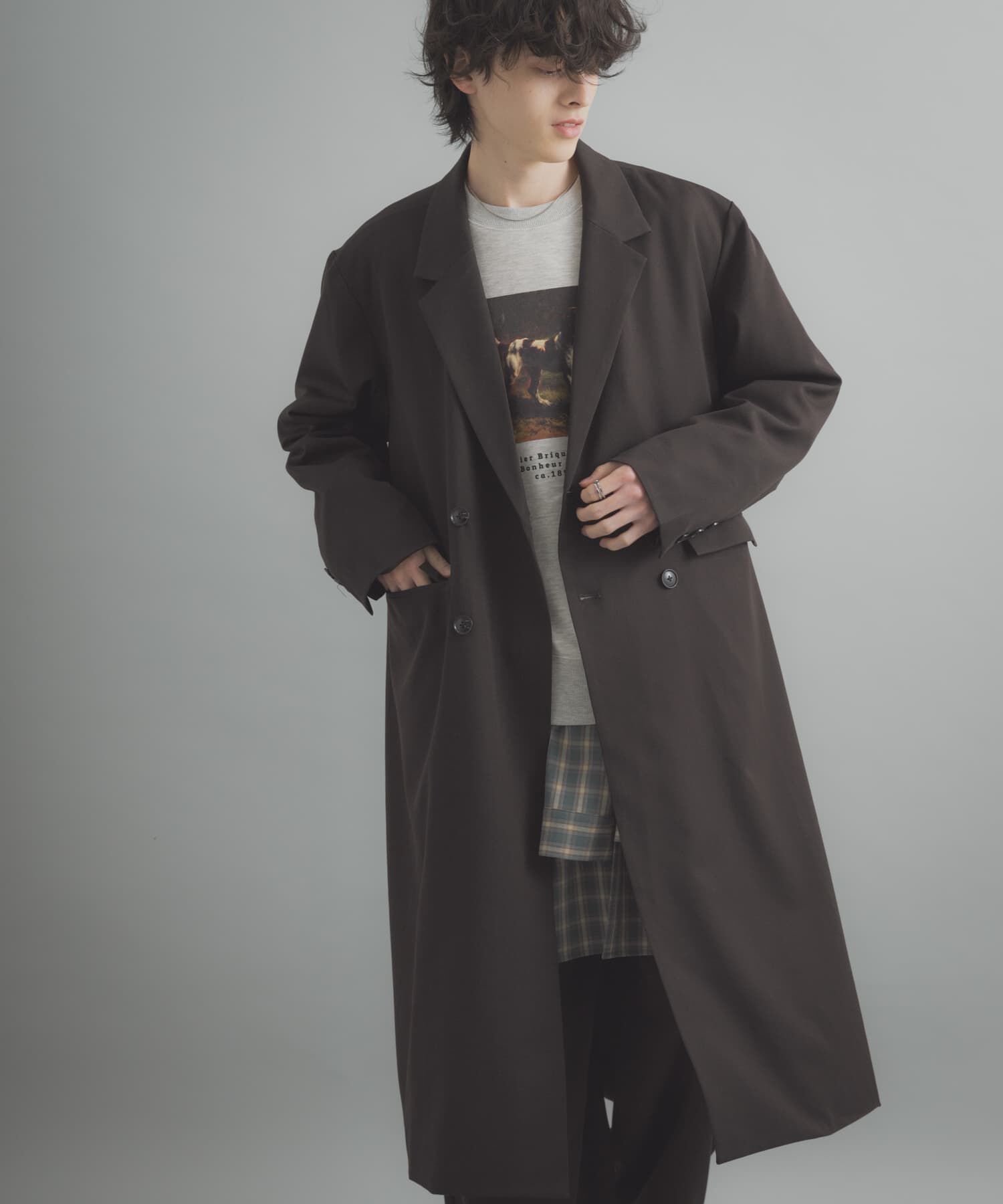 SENSE OF PLACE by URBAN RESEARCH「ダブルブレストロングコート」|ノーカラーコート|