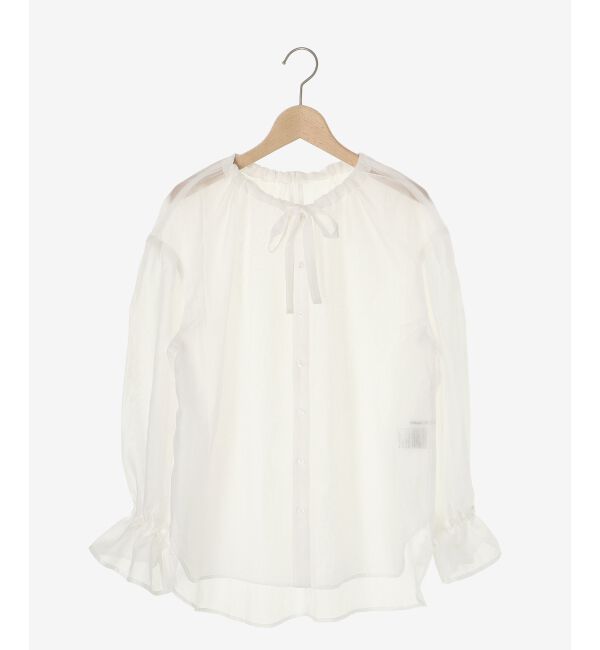 le.coeur blanc「《手洗い可能》シアーギャザーリボンブラウス」|シャツ・ブラウス|