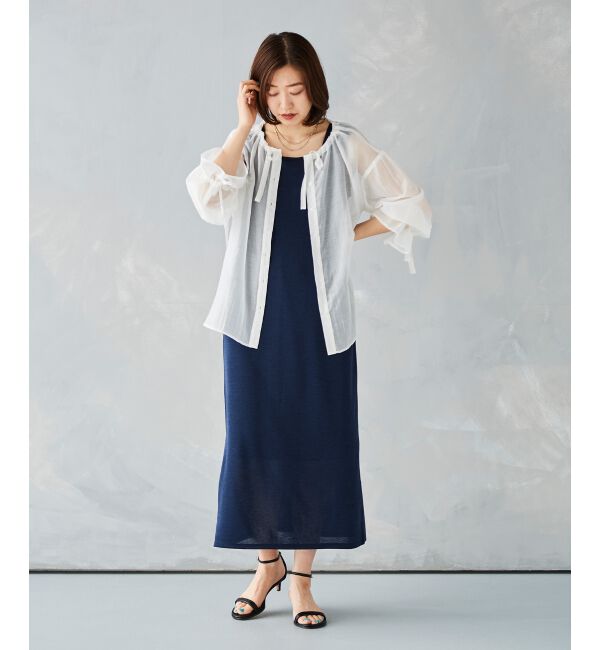 le.coeur blanc「《手洗い可能》シアーギャザーリボンブラウス」|シャツ・ブラウス|