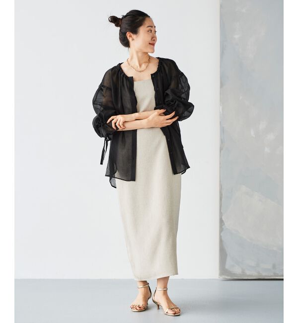 le.coeur blanc「《手洗い可能》シアーギャザーリボンブラウス」|シャツ・ブラウス|