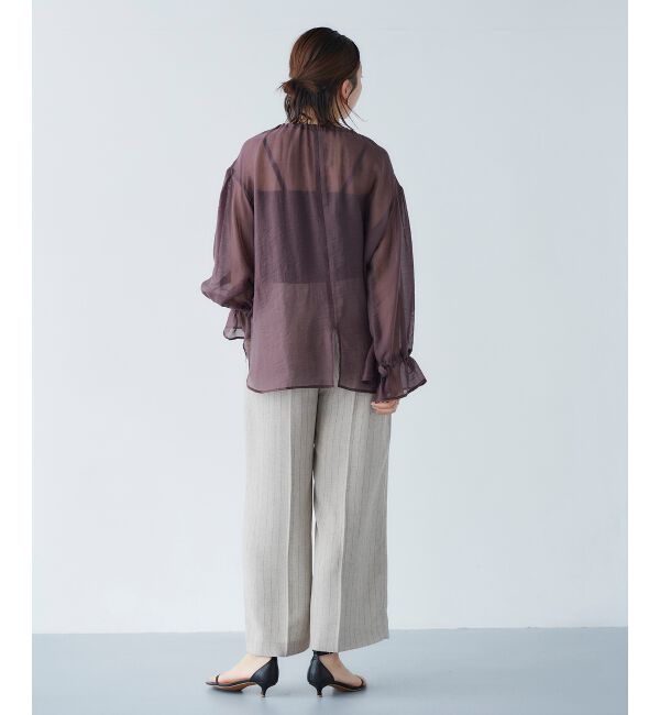 le.coeur blanc「《手洗い可能》シアーギャザーリボンブラウス」|シャツ・ブラウス|