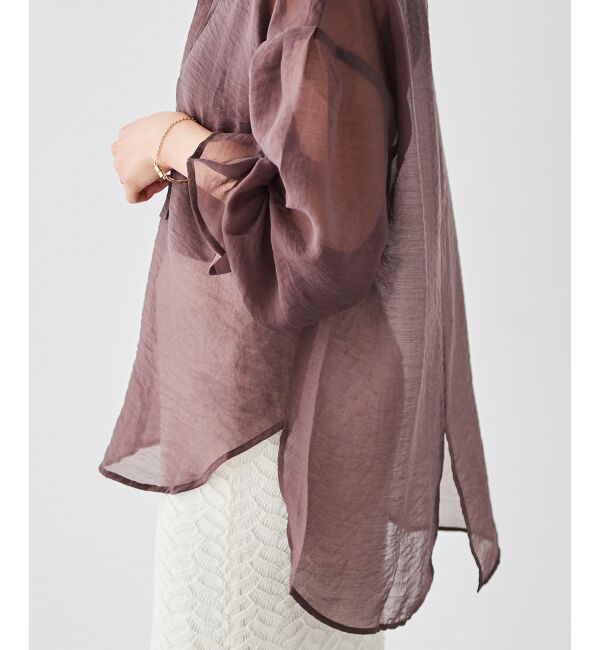 le.coeur blanc「《手洗い可能》シアーギャザーリボンブラウス」|シャツ・ブラウス|