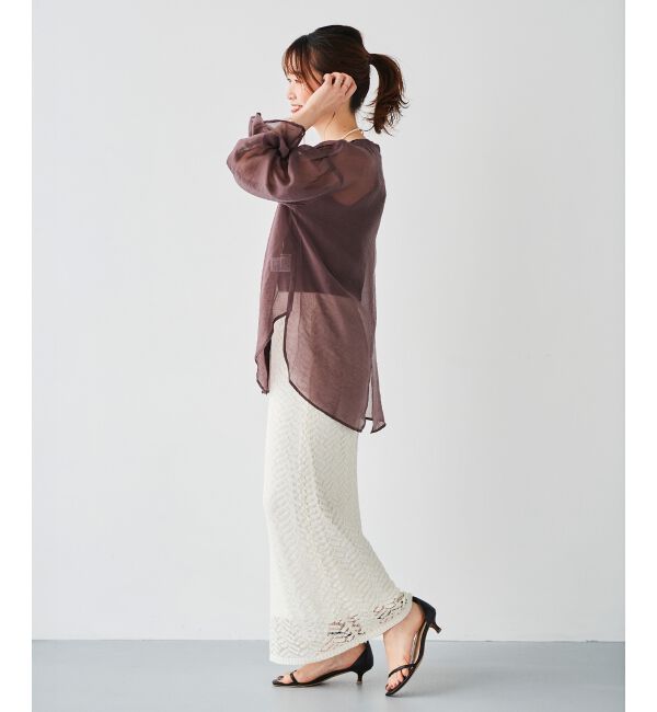 le.coeur blanc「《手洗い可能》シアーギャザーリボンブラウス」|シャツ・ブラウス|