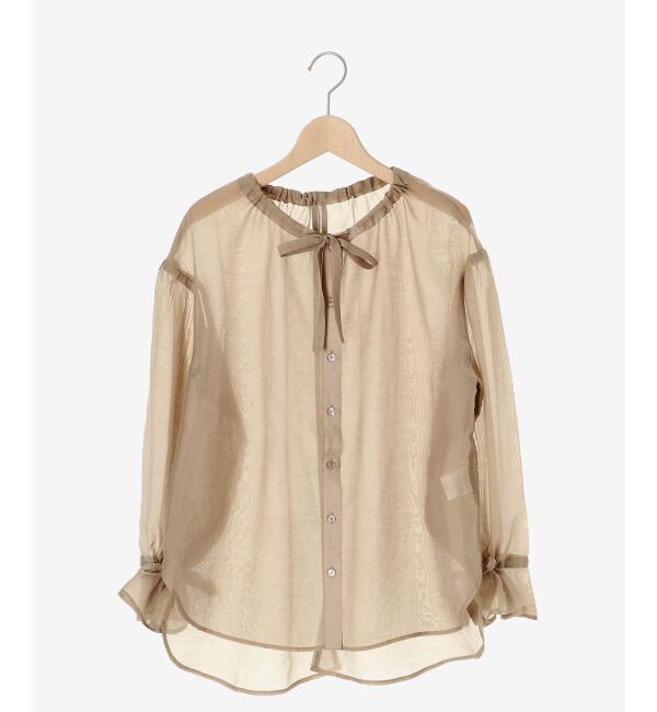 le.coeur blanc「《手洗い可能》シアーギャザーリボンブラウス」|シャツ・ブラウス|