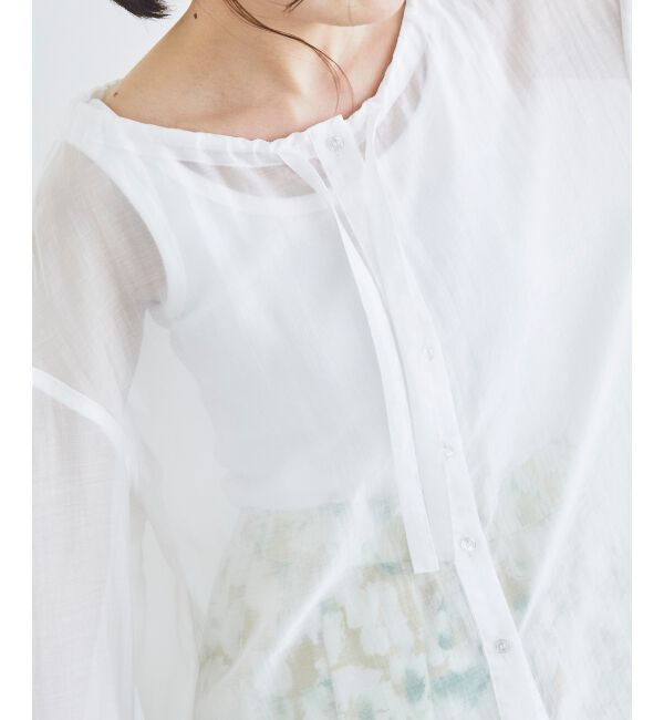 le.coeur blanc「《手洗い可能》シアーギャザーリボンブラウス」|シャツ・ブラウス|