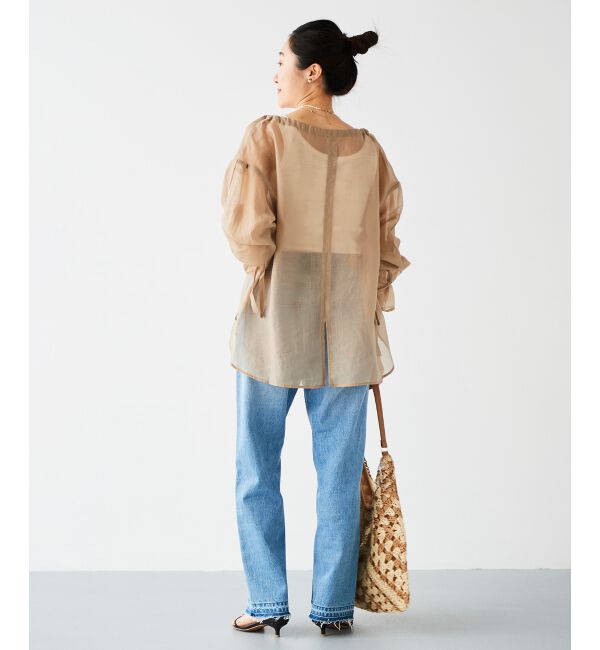 le.coeur blanc「《手洗い可能》シアーギャザーリボンブラウス」|シャツ・ブラウス|