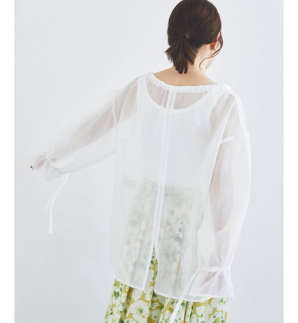 le.coeur blanc「《手洗い可能》シアーギャザーリボンブラウス」|シャツ・ブラウス|