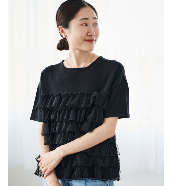  「Perle Peche チュールティアード2wayニット」|ニット・セーター|