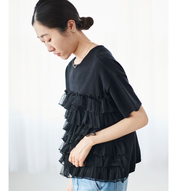  「Perle Peche チュールティアード2wayニット」|ニット・セーター|