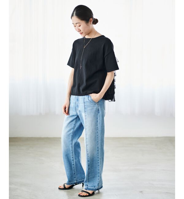  「Perle Peche チュールティアード2wayニット」|ニット・セーター|