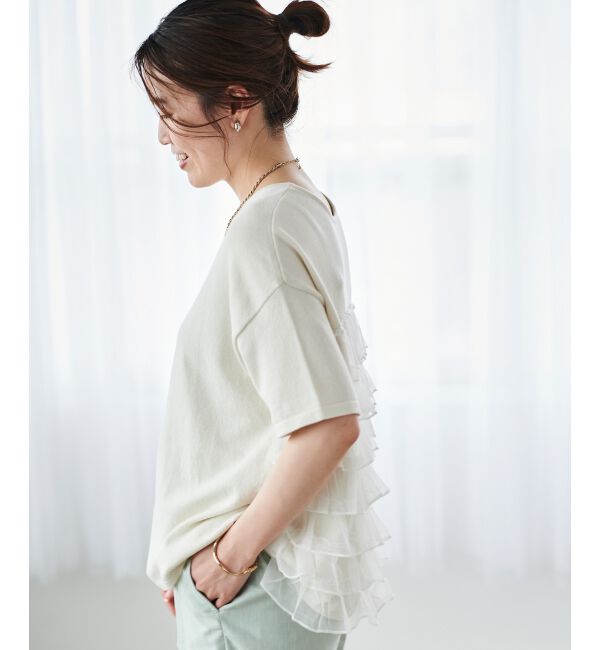  「Perle Peche チュールティアード2wayニット」|ニット・セーター|