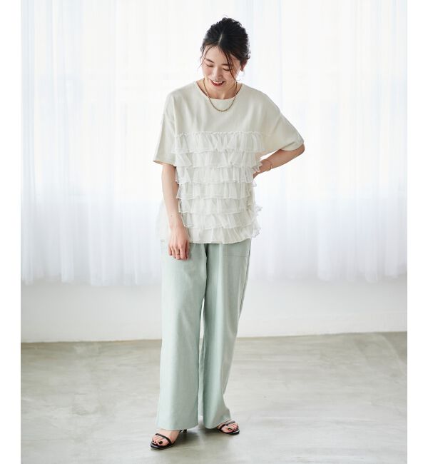  「Perle Peche チュールティアード2wayニット」|ニット・セーター|