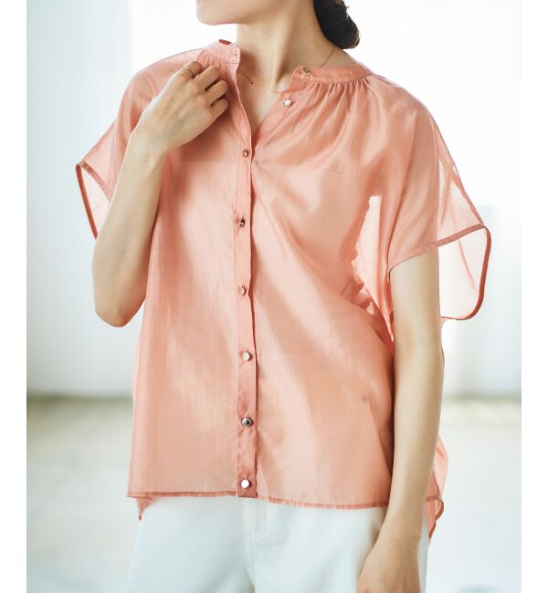 le.coeur blanc「《手洗い可能》シアーギャザー2WAYブラウス」|シャツ・ブラウス|