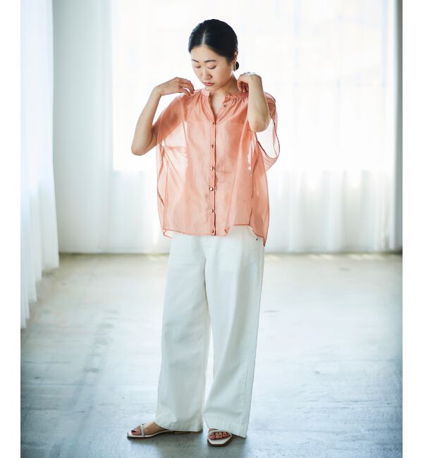 le.coeur blanc「《手洗い可能》シアーギャザー2WAYブラウス」|シャツ・ブラウス|