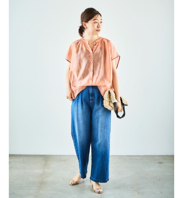 le.coeur blanc「《手洗い可能》シアーギャザー2WAYブラウス」|シャツ・ブラウス|