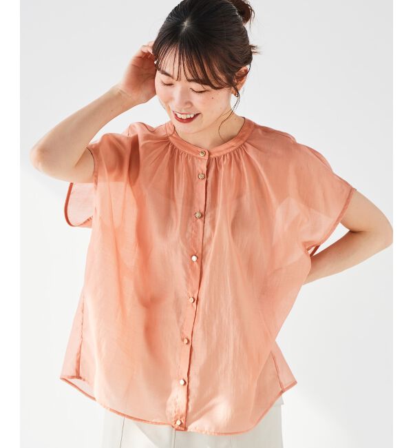 le.coeur blanc「《手洗い可能》シアーギャザー2WAYブラウス」|シャツ・ブラウス|