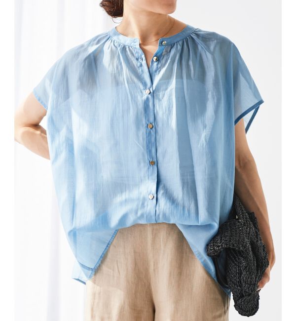 le.coeur blanc「《手洗い可能》シアーギャザー2WAYブラウス」|シャツ・ブラウス|