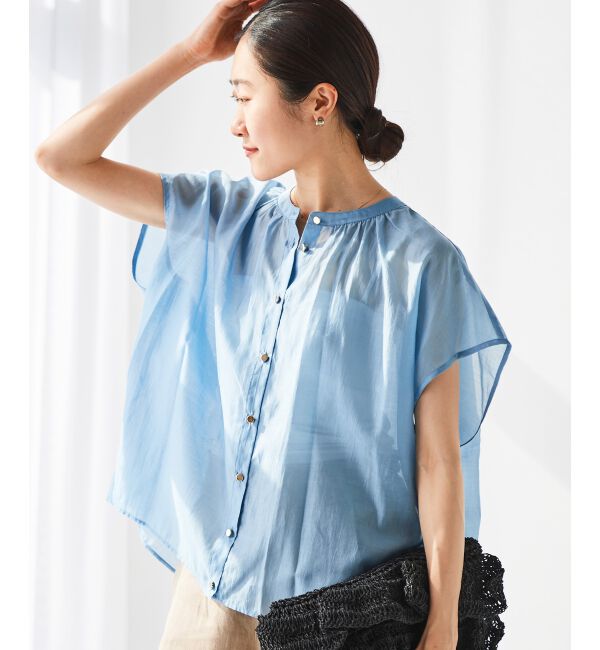 le.coeur blanc「《手洗い可能》シアーギャザー2WAYブラウス」|シャツ・ブラウス|