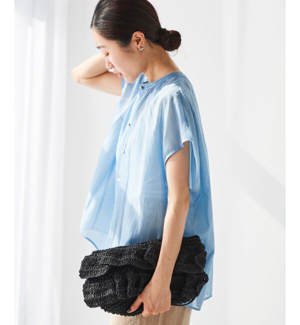 le.coeur blanc「《手洗い可能》シアーギャザー2WAYブラウス」|シャツ・ブラウス|