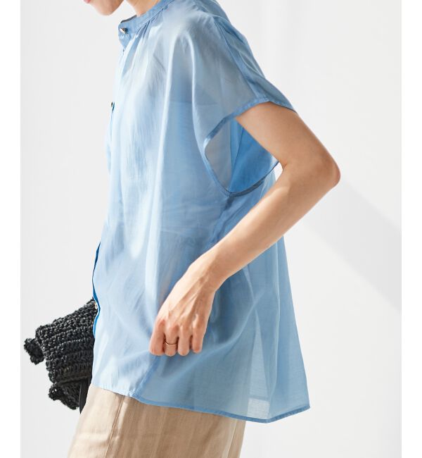 le.coeur blanc「《手洗い可能》シアーギャザー2WAYブラウス」|シャツ・ブラウス|