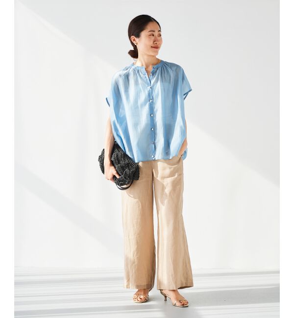 le.coeur blanc「《手洗い可能》シアーギャザー2WAYブラウス」|シャツ・ブラウス|