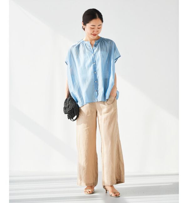 le.coeur blanc「《手洗い可能》シアーギャザー2WAYブラウス」|シャツ・ブラウス|