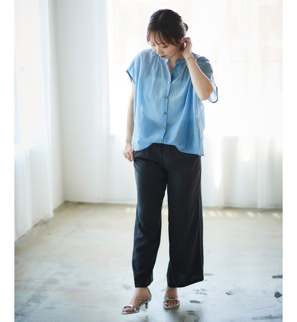 le.coeur blanc「《手洗い可能》シアーギャザー2WAYブラウス」|シャツ・ブラウス|