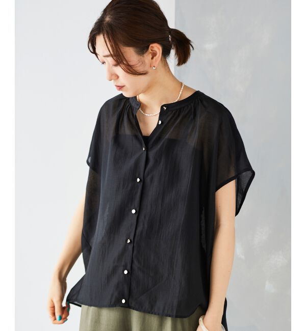 le.coeur blanc「《手洗い可能》シアーギャザー2WAYブラウス」|シャツ・ブラウス|