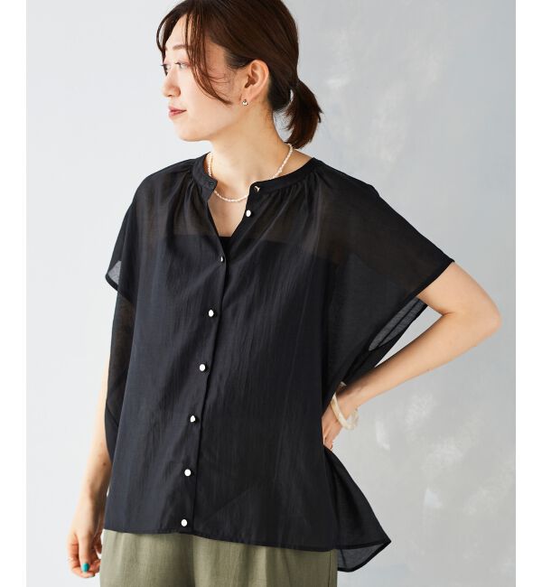 le.coeur blanc「《手洗い可能》シアーギャザー2WAYブラウス」|シャツ・ブラウス|