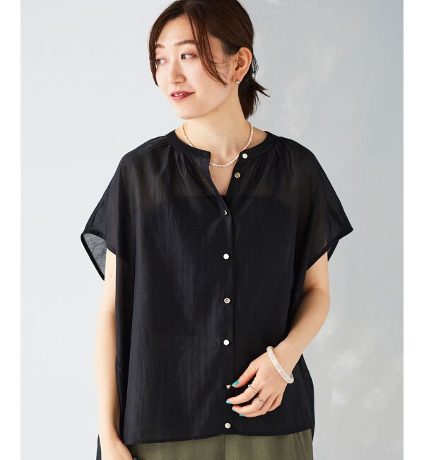 le.coeur blanc「《手洗い可能》シアーギャザー2WAYブラウス」|シャツ・ブラウス|