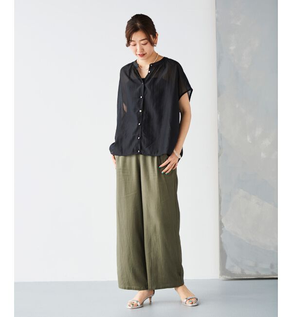 le.coeur blanc「《手洗い可能》シアーギャザー2WAYブラウス」|シャツ・ブラウス|