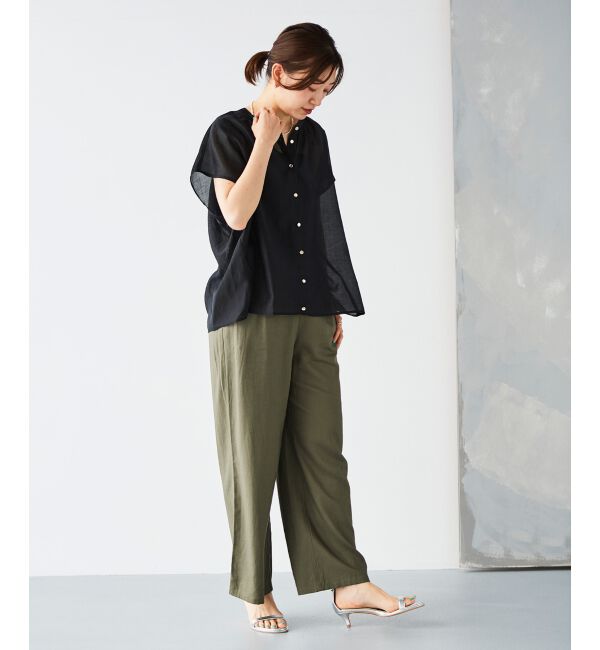 le.coeur blanc「《手洗い可能》シアーギャザー2WAYブラウス」|シャツ・ブラウス|