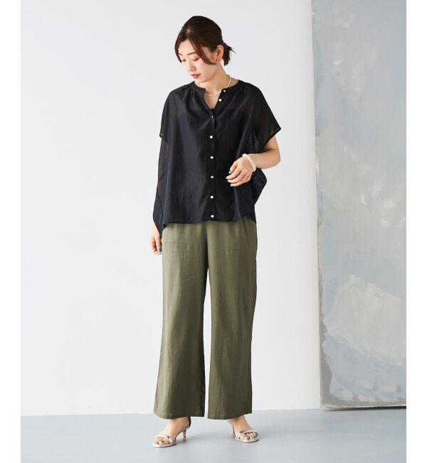 le.coeur blanc「《手洗い可能》シアーギャザー2WAYブラウス」|シャツ・ブラウス|