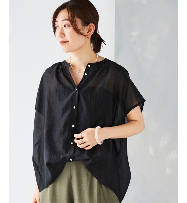 le.coeur blanc「《手洗い可能》シアーギャザー2WAYブラウス」|シャツ・ブラウス|