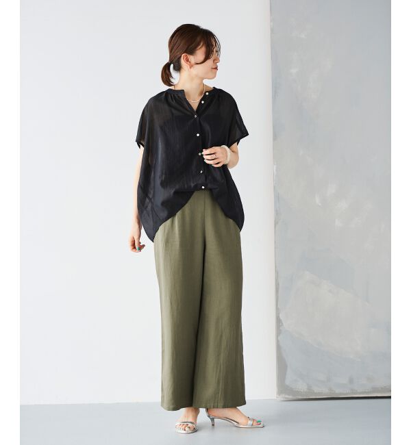 le.coeur blanc「《手洗い可能》シアーギャザー2WAYブラウス」|シャツ・ブラウス|