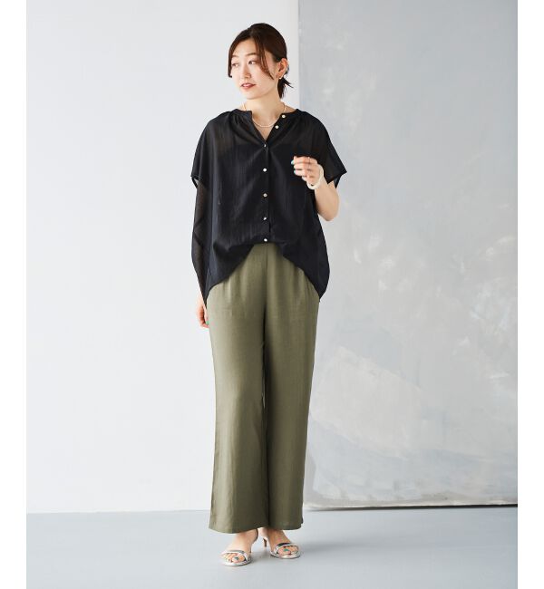 le.coeur blanc「《手洗い可能》シアーギャザー2WAYブラウス」|シャツ・ブラウス|