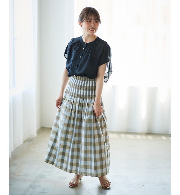 le.coeur blanc「《手洗い可能》シアーギャザー2WAYブラウス」|シャツ・ブラウス|