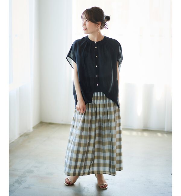 le.coeur blanc「《手洗い可能》シアーギャザー2WAYブラウス」|シャツ・ブラウス|