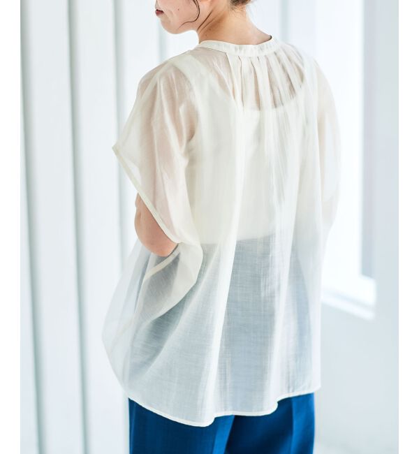 le.coeur blanc「《手洗い可能》シアーギャザー2WAYブラウス」|シャツ・ブラウス|