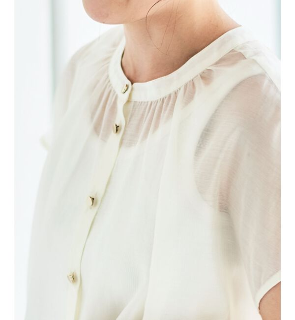 le.coeur blanc「《手洗い可能》シアーギャザー2WAYブラウス」|シャツ・ブラウス|