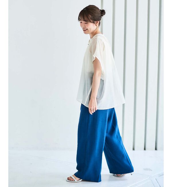 le.coeur blanc「《手洗い可能》シアーギャザー2WAYブラウス」|シャツ・ブラウス|