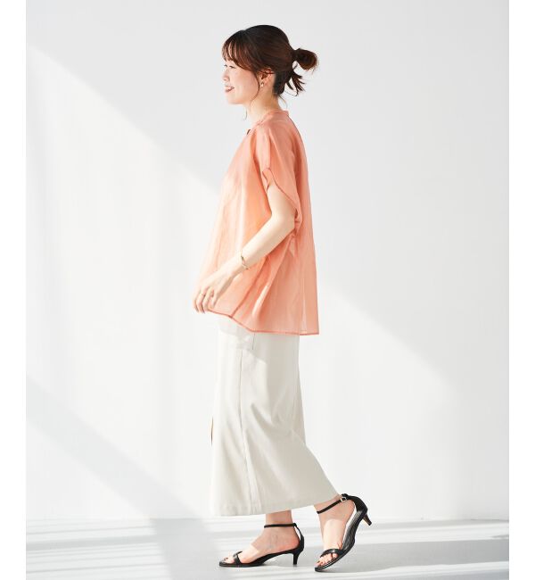 le.coeur blanc「《手洗い可能》シアーギャザー2WAYブラウス」|シャツ・ブラウス|