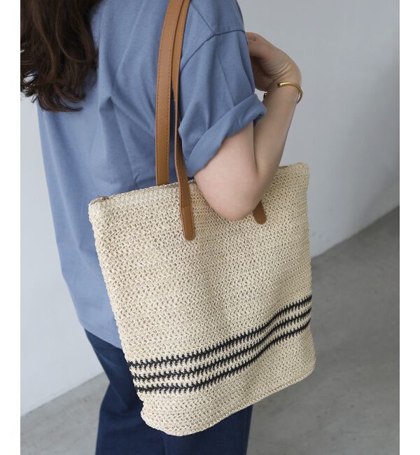  「《WEB限定アイテム》ラインボーダーペーパートートバッグ」|トートバッグ|