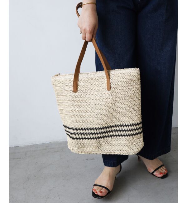  「《WEB限定アイテム》ラインボーダーペーパートートバッグ」|トートバッグ|