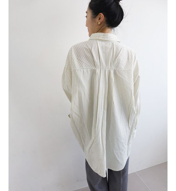  「《WEB限定アイテム》バックギャザーストライプオーバーシャツ」|シャツ・ブラウス|