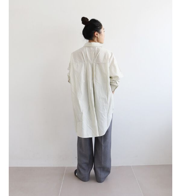  「《WEB限定アイテム》バックギャザーストライプオーバーシャツ」|シャツ・ブラウス|