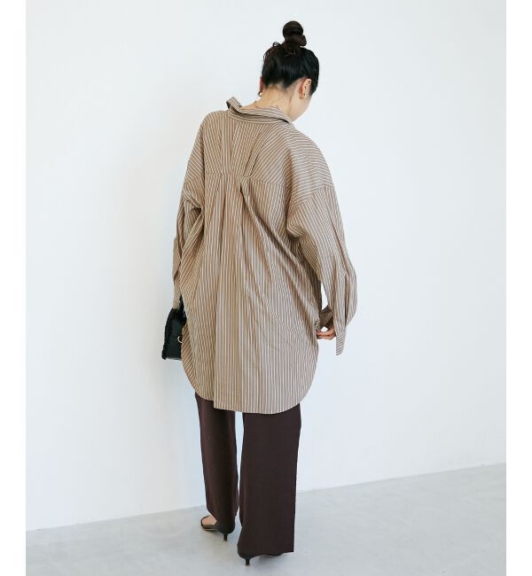  「《WEB限定アイテム》バックギャザーストライプオーバーシャツ」|シャツ・ブラウス|