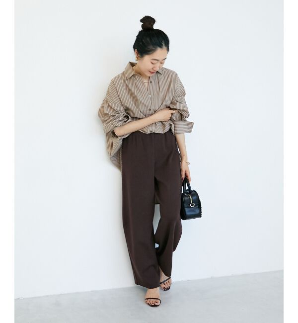  「《WEB限定アイテム》バックギャザーストライプオーバーシャツ」|シャツ・ブラウス|