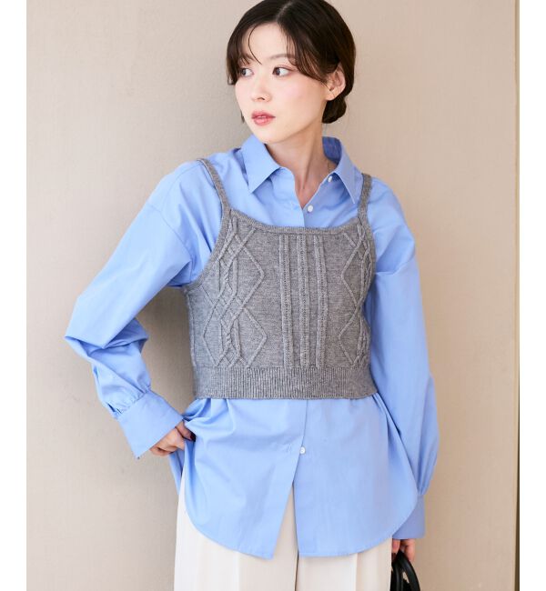  「ブラウス&times;ニットビスチェセット」|シャツ・ブラウス|