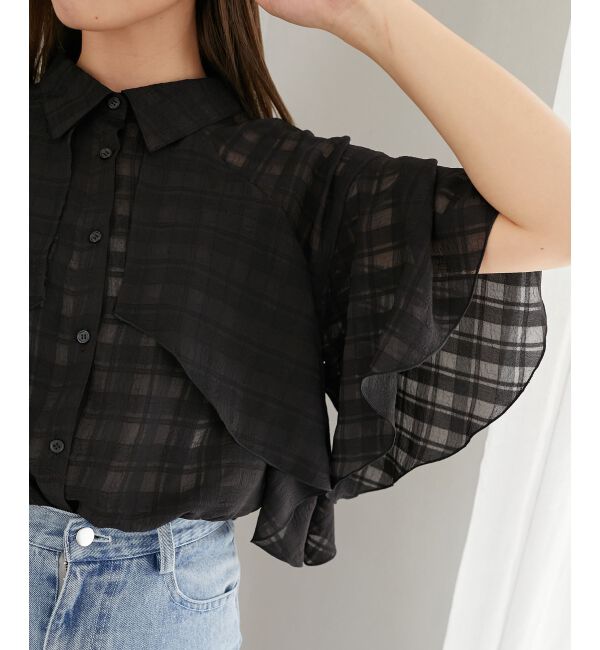  「シアーケープブラウス」|シャツ・ブラウス|